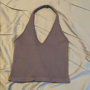 Ribbed Halter Neck Top - Purple